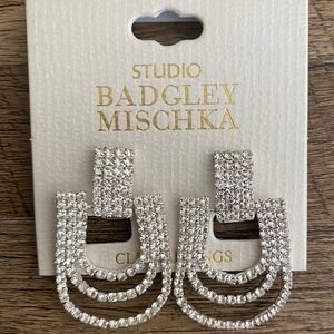 Badgley Mischka Rhinestone Door Knocker Clip On Earrings